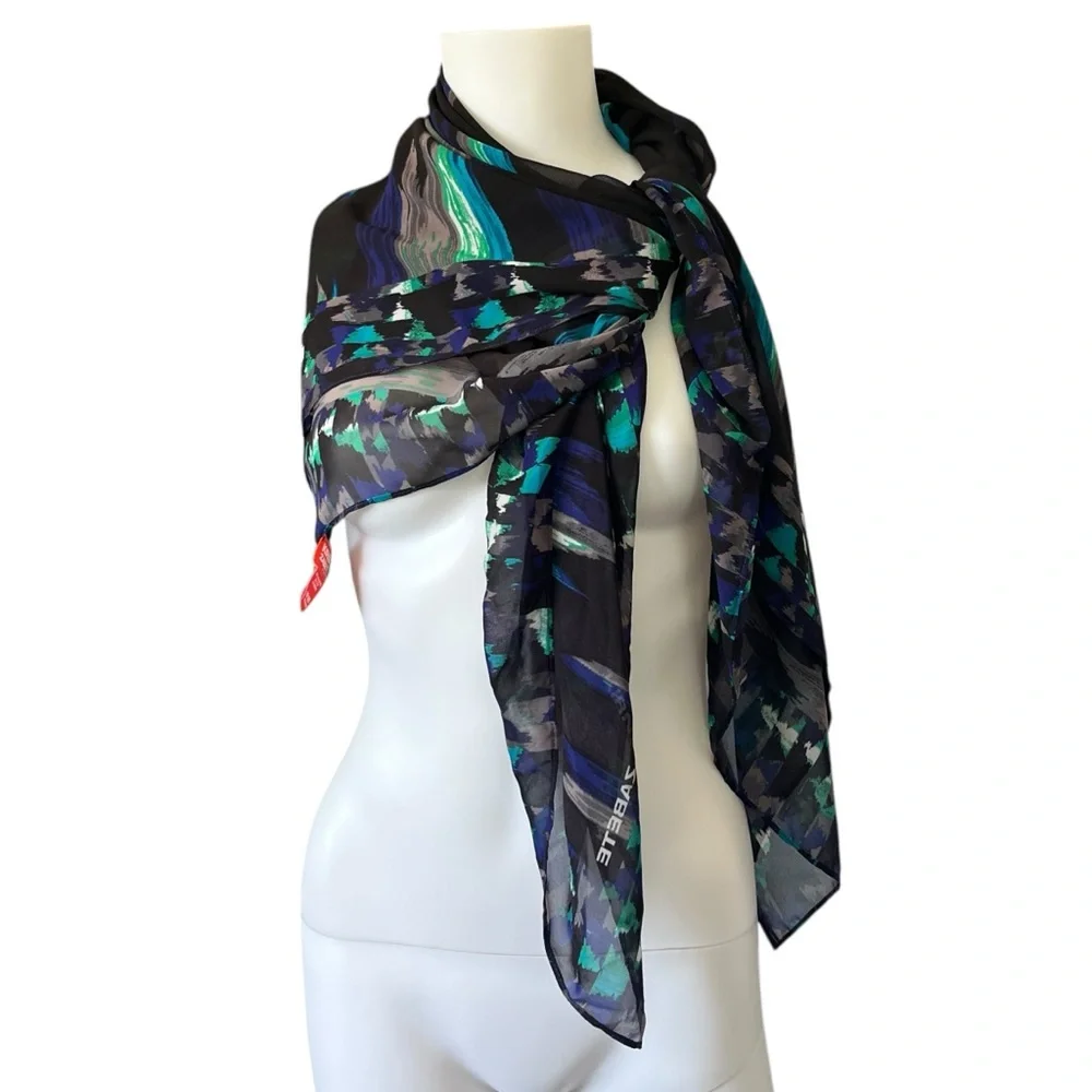 Kirna Zabete for Target Large Square Scarf Sheer Blue Black